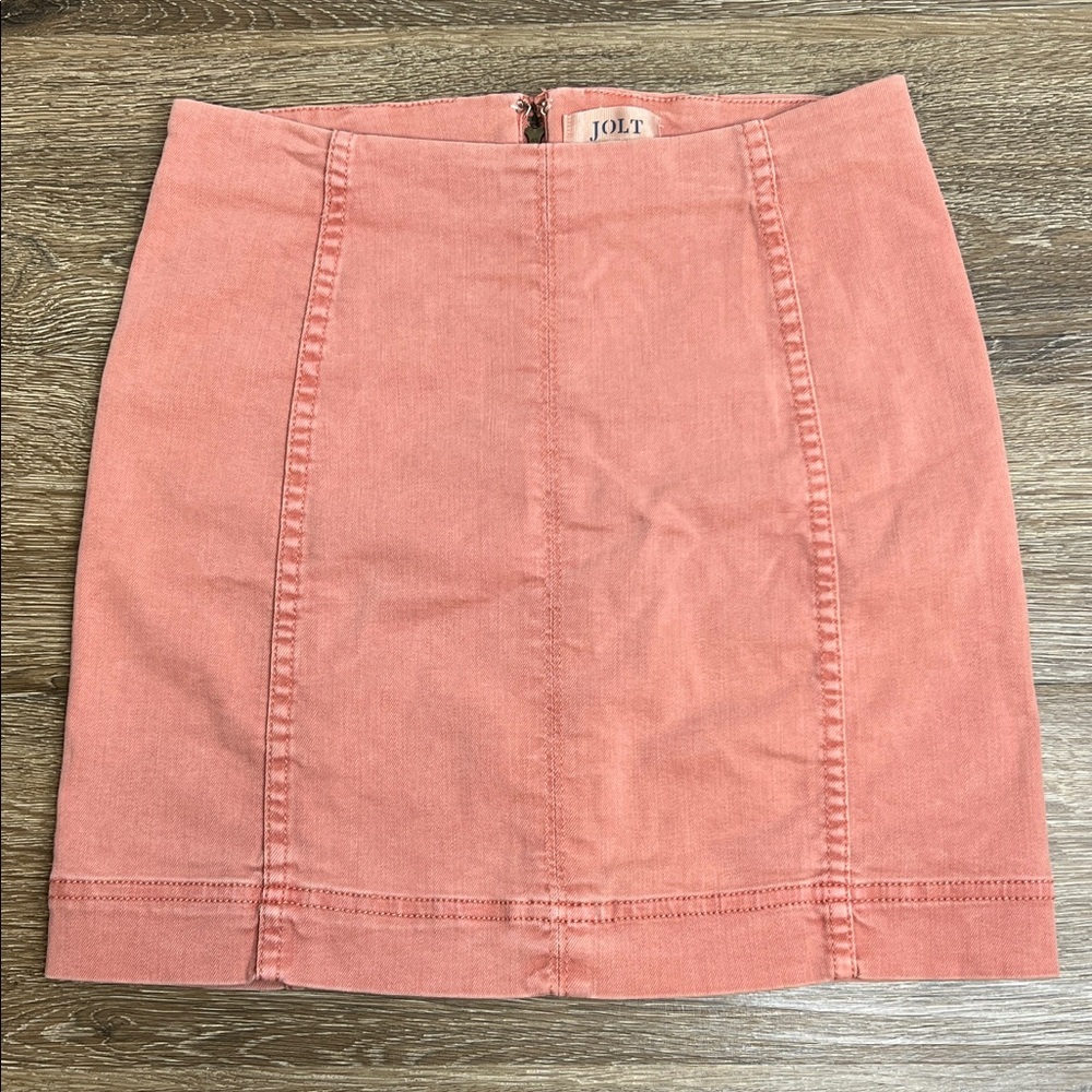 Jolt Coral Denim Mini Skirt Size 1/25 Stretch Fitted Summer Staple